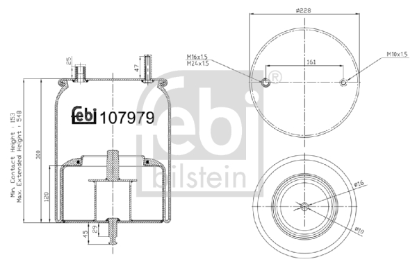 Burduf suspensie pneumatica VOLVO FM II FM 460 diesel 460 cai FEBI BILSTEIN 107979