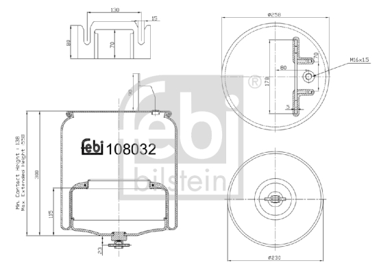 Burduf suspensie pneumatica VOLVO FH16 II FH 16/550 diesel 550 cai FEBI BILSTEIN 108032