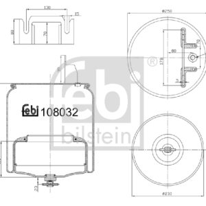 Burduf suspensie pneumatica VOLVO FM II FM 450 diesel 451 cai FEBI BILSTEIN 108032