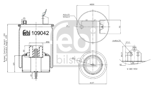 Burduf suspensie pneumatica VOLVO FM FM 440 diesel 440 cai FEBI BILSTEIN 109042