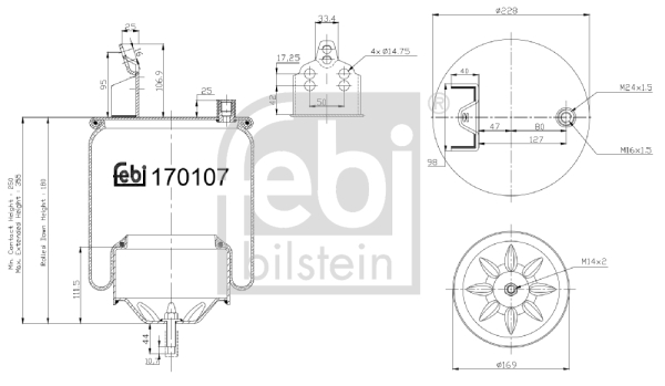 Burduf suspensie pneumatica VOLVO FM12 FM 12H/340 diesel 340 cai FEBI BILSTEIN 170107