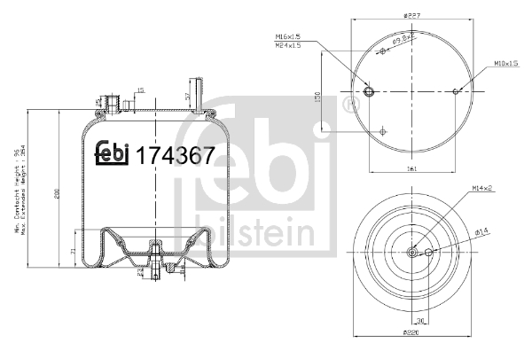 Burduf suspensie pneumatica VOLVO FH16 II FH 16/550 diesel 540 cai FEBI BILSTEIN 174367
