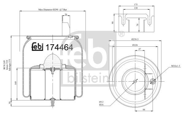 Burduf suspensie pneumatica VOLVO FH III 420 LNG diesel 420 cai FEBI BILSTEIN 174464