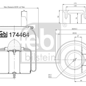 Burduf suspensie pneumatica VOLVO FH16 II FH 16/650 diesel 650 cai FEBI BILSTEIN 174464