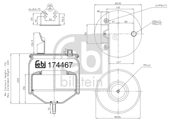 Burduf suspensie pneumatica VOLVO FH16 FH 16/470 diesel 470 cai FEBI BILSTEIN 174467