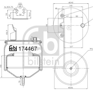 Burduf suspensie pneumatica VOLVO FM12 FM 12H/340 diesel 340 cai FEBI BILSTEIN 174467