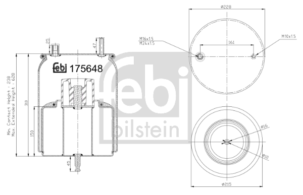 Burduf suspensie pneumatica VOLVO FH16 II FH 16/540, FH 16/550 diesel 540 cai FEBI BILSTEIN 175648