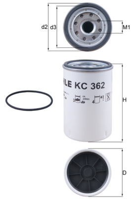 Filtru combustibil VOLVO FH16 II FH 16/540, FH 16/550 diesel 540 cai MAHLE ORIGINAL KC 362D