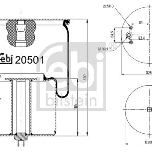 Burduf suspensie pneumatica VOLVO FH16 FH 16/540, FH 16/550 diesel 540 cai FEBI BILSTEIN 20501