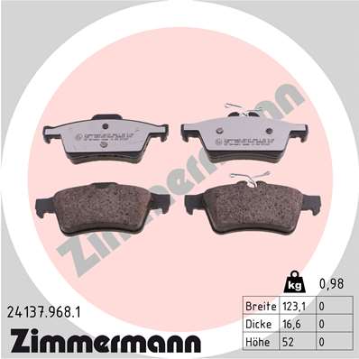 Placute frana VOLVO C30 (533) D5 diesel 163 cai ZIMMERMANN 24137.968.1