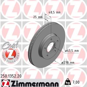Disc frana VOLVO C30 (533) T5 benzina 230 cai ZIMMERMANN 250.1352.20