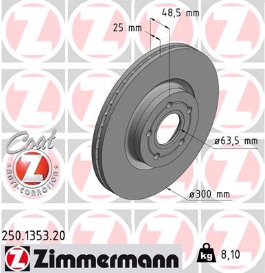 Disc frana VOLVO C30 (533) 1.8 benzina 125 cai ZIMMERMANN 250.1353.20
