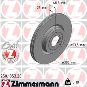 Disc frana VOLVO C30 (533) D5 diesel 163 cai ZIMMERMANN 250.1353.20