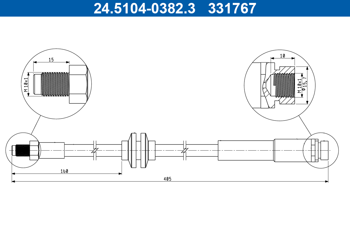 Furtun frana VOLVO C30 (533) 2.0 FlexFuel Benzina/Etanol 146 cai ATE 24.5104-0382.3