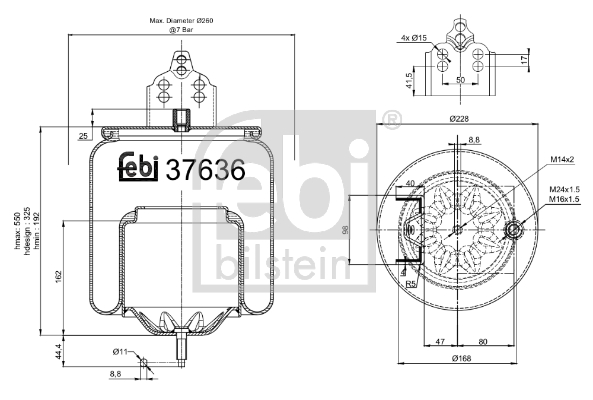 Burduf suspensie pneumatica VOLVO FH II 420 diesel 420 cai FEBI BILSTEIN 37636