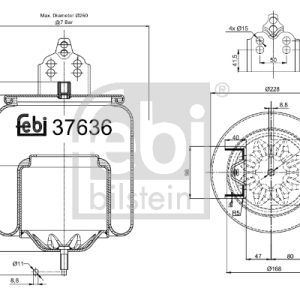 Burduf suspensie pneumatica VOLVO FM7 FM 7/290 diesel 290 cai FEBI BILSTEIN 37636