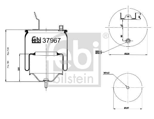 Burduf suspensie pneumatica VOLVO FH16 FH 16/610 diesel 610 cai FEBI BILSTEIN 37967