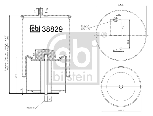 Burduf suspensie pneumatica VOLVO FL II FL 240-16 diesel 240 cai FEBI BILSTEIN 38829