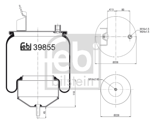 Burduf suspensie pneumatica VOLVO FL6 FL 616 diesel 179 cai FEBI BILSTEIN 39855