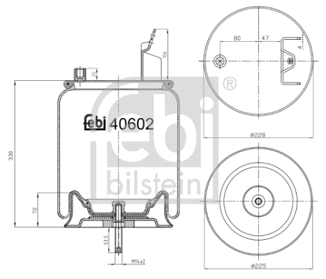 Burduf suspensie pneumatica VOLVO FM FM 500 diesel 500 cai FEBI BILSTEIN 40602