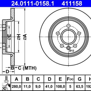 Disc frana VOLVO C30 (533) 2.0 benzina 145 cai ATE 24.0111-0158.1