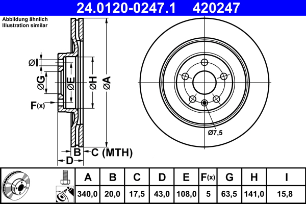 Disc frana VOLVO C40 (539) Recharge electric 252 cai ATE 24.0120-0247.1