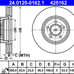 Disc frana VOLVO C30 (533) D4 diesel 177 cai ATE 24.0125-0162.1