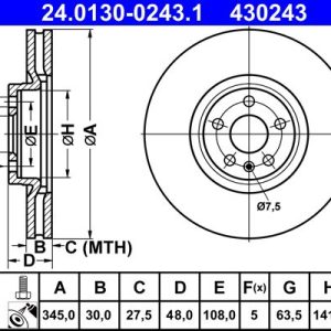 Disc frana VOLVO C40 (539) Recharge electric 231 cai ATE 24.0130-0243.1