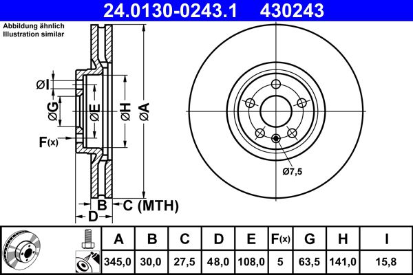 Disc frana VOLVO C40 (539) Recharge electric 252 cai ATE 24.0130-0243.1