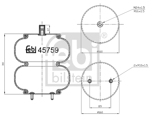 Burduf suspensie pneumatica VOLVO FM FM 380 diesel 380 cai FEBI BILSTEIN 45759
