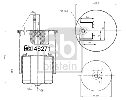 Burduf suspensie pneumatica VOLVO FM7 FM 7/250 diesel 250 cai FEBI BILSTEIN 46271