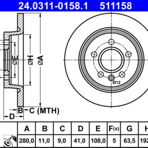 Disc frana VOLVO C30 (533) 1.8 benzina 125 cai ATE 24.0311-0158.1
