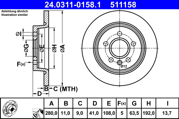 Disc frana VOLVO C30 (533) 1.8 benzina 125 cai ATE 24.0311-0158.1