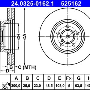 Disc frana VOLVO C30 (533) D5 diesel 163 cai ATE 24.0325-0162.1