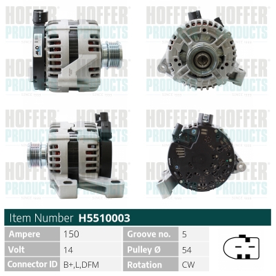 Alternator VOLVO C30 (533) D3 diesel 150 cai HOFFER H5510003