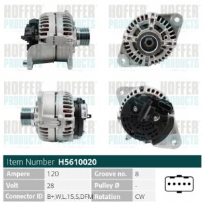 Alternator VOLVO FH16 FH 16/540, FH 16/550 diesel 540 cai HOFFER H5610020