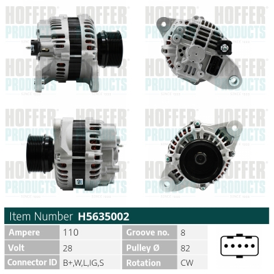 Alternator VOLVO FH12 FH 12/460 diesel 460 cai HOFFER H5635002