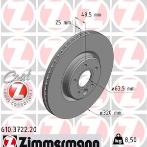 Disc frana VOLVO C30 (533) 2.0 benzina 145 cai ZIMMERMANN 610.3722.20