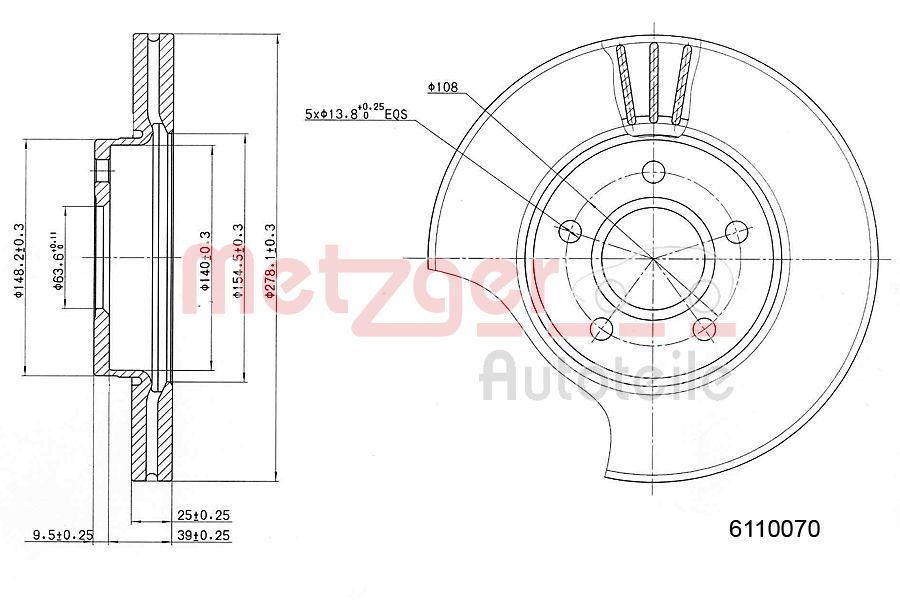 Disc frana VOLVO C30 (533) 2.0 benzina 145 cai METZGER 6110070