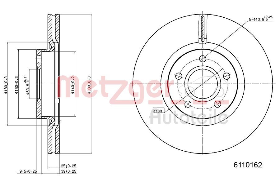 Disc frana VOLVO C30 (533) D5 diesel 163 cai METZGER 6110162