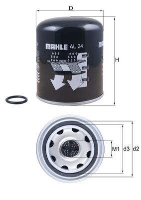 Element filtrant uscator aer compresor VOLVO FL6 FL 618 diesel 179 cai MAHLE ORIGINAL AL 24