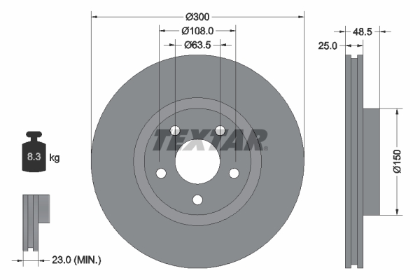 Disc frana VOLVO C30 (533) T5 benzina 230 cai TEXTAR 92141305