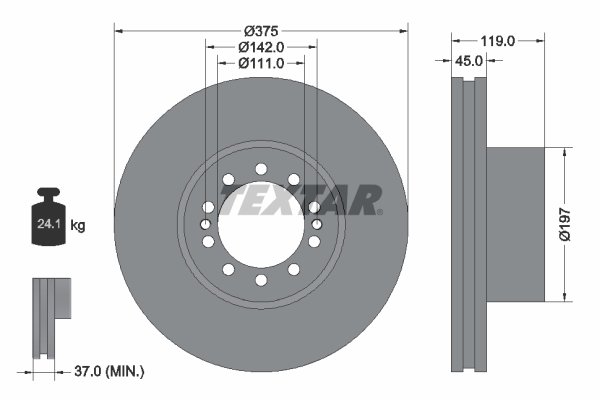 Disc frana VOLVO FL III FL 210-16 diesel 210 cai TEXTAR 93222700