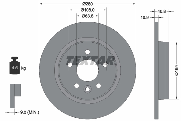 Disc frana VOLVO C30 (533) D3 diesel 150 cai TEXTAR 92255603