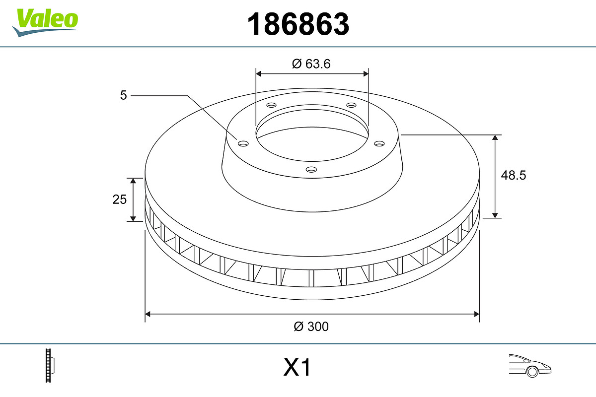 Disc frana VOLVO C30 (533) T5 benzina 230 cai VALEO 186863