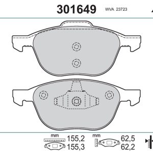Placute frana VOLVO C30 (533) D5 diesel 163 cai VALEO 301649