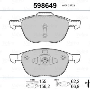 Placute frana VOLVO C30 (533) T5 benzina 230 cai VALEO 598649