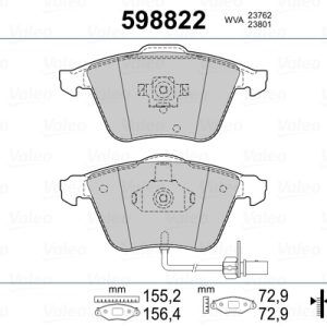 Placute frana VOLVO C30 (533) 2.0 D diesel 136 cai VALEO 598822