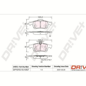 Placute frana VOLVO C30 (533) 2.0 FlexFuel Benzina/Etanol 146 cai DRIVE DP1010.10.1057