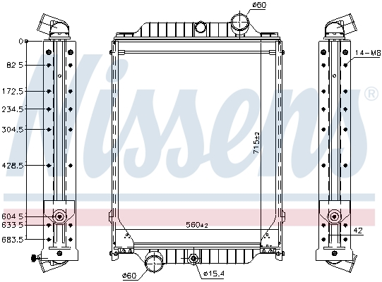 Radiator racire motor VOLVO FL FL 250-10 diesel 250 cai NISSENS 606366